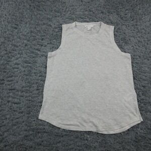 Athleta Tank Top Womens Large Gray White Stripe Modal Sleeveless Shirt